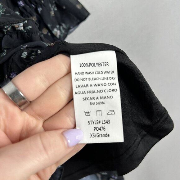 Southern Fried Chics Womens Dress Extra Small Black Ditsy Floral Fairy Feminine - Picture 15 of 16